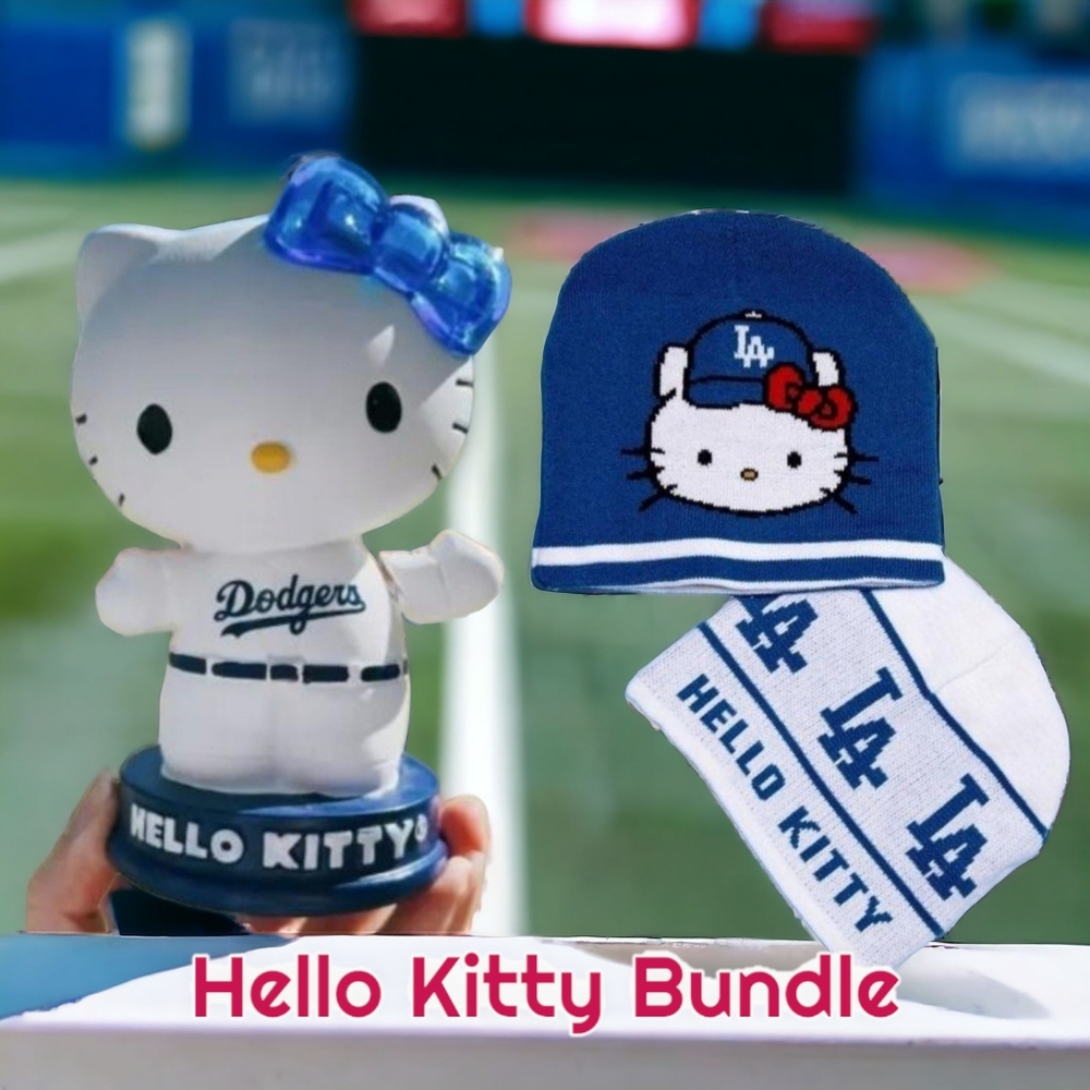 Hello Kitty Los Angeles Dodgers  Light Up Bobblehead/Beanie Bundle